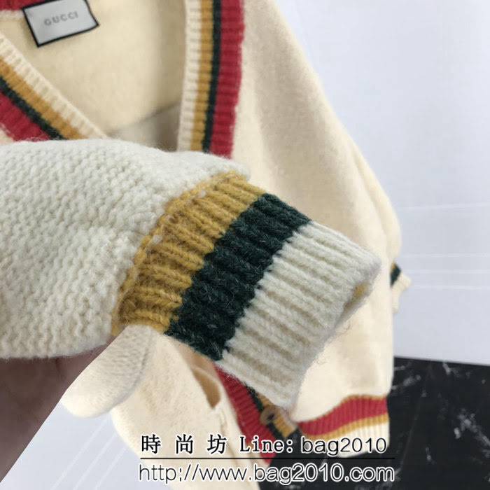 GUCCI古馳 18ss秋冬新款 背後飛碟釘珠圖案 OS寬鬆版 開衫毛衣 ydi1363